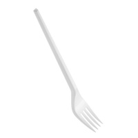 Tenedores de 18,5 cm de plástico blanco - 12 unidades