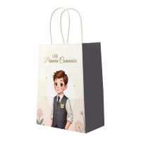 Bolsa de Mi Primera Comunión niño con chaleco de 21 x 15 x 8 cm