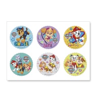 Mini discos de oblea comestible de la Patrulla Canina divertida de 6 cm - 6 unidades