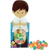 Bolsa silueta niño comunión con nubes y gominolas surtidas de 48 gr