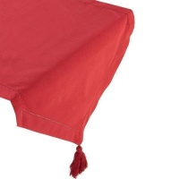 Camino de mesa de 50 cm rojo con vainica y borlas - 1,50 m