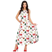 Vestido navideño blanco para mujer