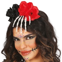 Diadema de mano esqueleto y flores
