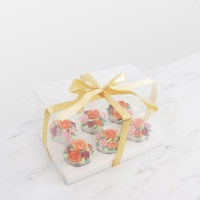 Caja para 6 cupcakes transparente con lazo