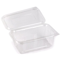 Envase de 1 L desechable con tapa bisagra - 100 unidades