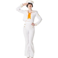 Disfraz de marinero dorado y blanco para mujer