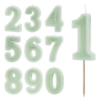 Vela de número verde vintage de 6 cm - 1 unidad
