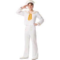 Disfraz de marinero dorado y blanco para hombre