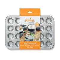 Molde para magdalenas mini de acero de 38,5 x 26 cm - Decora - 24 cavidades