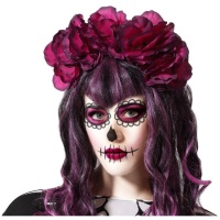Diadema de flores rosas de Catrina