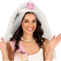 Diadema con corazón y velo Bride To Be