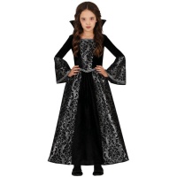 Disfraz de vampiro con estampado gótico plata para niña