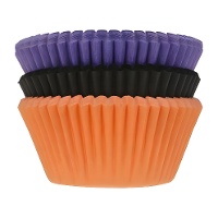 Cápsulas para cupcakes de 5 cm naranjas, negras y lilas - House of Marie - 75 unidades