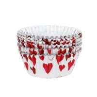 Cápsulas para cupcakes de corazones con interior de aluminio - PME - 30 unidades