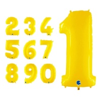 Globo de número amarillo flúor de 71 cm - Grabo - 1 unidad