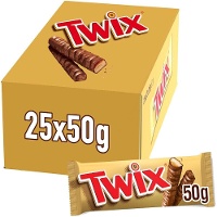 Twix de chocolate con leche y caramelo de 50 gr - 25 unidades ***OFERTA PRÓXIMA CADUCIDAD 14/06/2026***