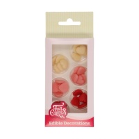 Figuras de azúcar de corazón blanco, rojo y rosa de 1 cm - FunCakes - 30 unidades