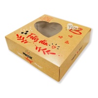 Caja de 20 x 20 x 8 cm para tarta decorada de corazones de San Valentín