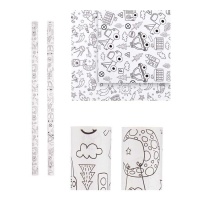 Papel regalo de extraterrestres y vehículos de 1,50 x 0,70 m - Pincello - 1 unidad