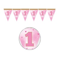 Banderín de Primer año niña - 3 m
