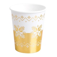 Vasos de 270 ml de Navidad de bordado dorado - 6 unidades