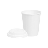 Vasos de 200 ml de cartón blanco tapa con agujero - 25 unidades