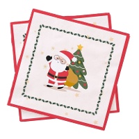 Servilletas de 16,5 x 16,5 cm de Papá Noel rojo y blanco - 20 unidades