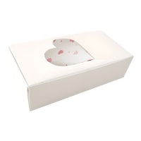 Caja de 18 x 9 x 5 cm para galletas rectangular reversible corazones