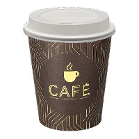 Vasos de 200 ml de cartón para café con tapadera con agujero - 10 unidades