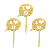 Picks acrílicos con mensaje de I Love You - 8 unidades