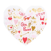 Servilletas blancas con forma de corazón de 15 x 16 cm - 20 unidades