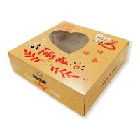 Caja de 26 x 26 x 8 cm para tarta decorada de corazones de San Valentín
