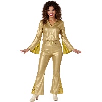 Disfraz de estilo disco metalizado para mujer