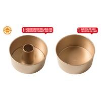 Molde savarin de 20,5 x 20,5 x 10 cm desmontable con 2 fondos - Decora