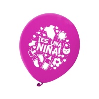 Globos de látex biodegradables rosas Es Una Niña de 23 cm - 6 unidades