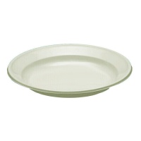 Platos de 22 cm de plástico crema - 10 unidades