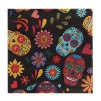 Servilletas de calavera mejicana de 16,5 x 16,5 cm - 20 unidades