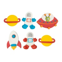 Figuras de azúcar de Espacio y extraterrestres - Decora - 6 unidades