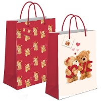 Bolsa regalo de 14 x 11,5 x 6,7 cm de osos amorosos - 1 unidad