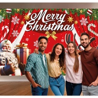 Fondo para photocall de Merry Christmas de 2,20 x 1,50 m
