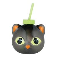 Vaso de gato con pajita con led de 17 cm - 1 unidad