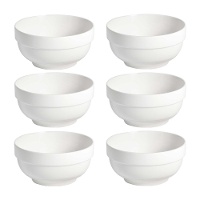 Bol de 13 cm de porcelana redondo apilable - 6 unidades