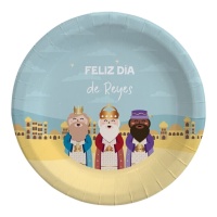 Platos de 23 cm de Reyes Magos azul - 6 unidades