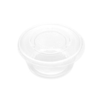 Salsera de 100 ml de plástico transparente con tapa - 8 unidades