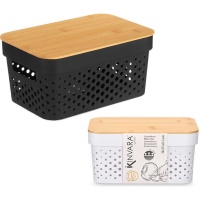 Caja de 26 x 17,5 x 12,5 cm perforada con tapa de bambú - 1 unidad
