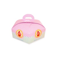 Caja de 20 x 20 x 10 cm para tarta hexagonal con asa