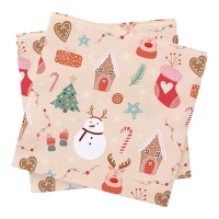 Servilletas de 16,5 x 16,5 cm de Navidad Cute - 20 unidades