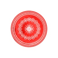 Platos de 23 cm de Navidad bordado rojo - 6 unidades