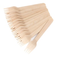 Tenedores de 16 cm de madera - 12 unidades