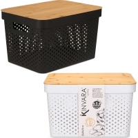 Caja de 36 x 26 x 22 cm perforada con tapa de bambú - 1 unidad